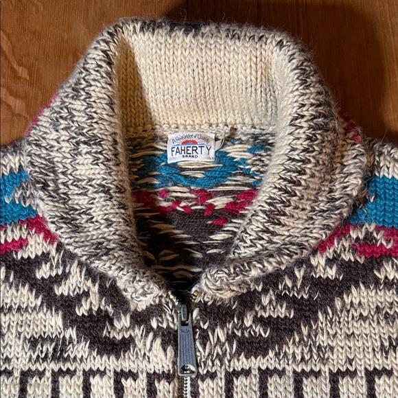 Faherty Men's Sun & Waves Cowichan Zip-Up Cardigan Sweater - Picture 2 of 7